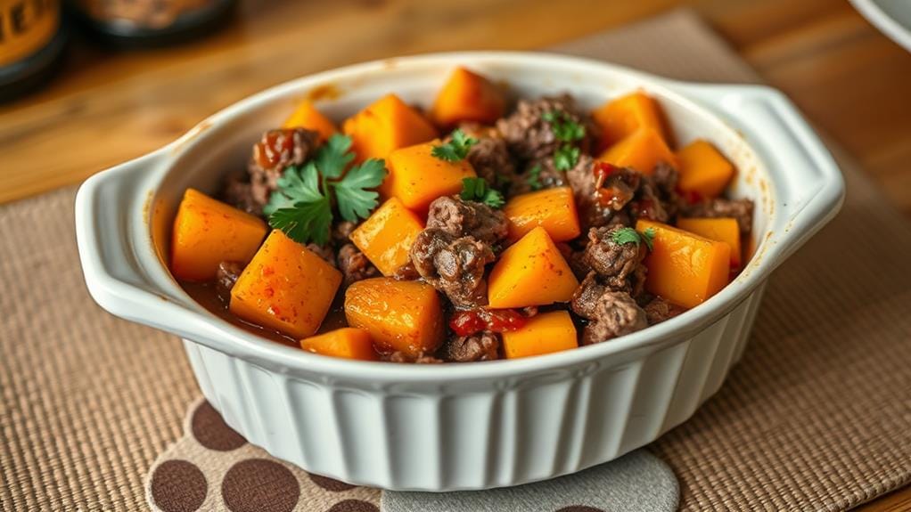 hearty pumpkin beef casserole
